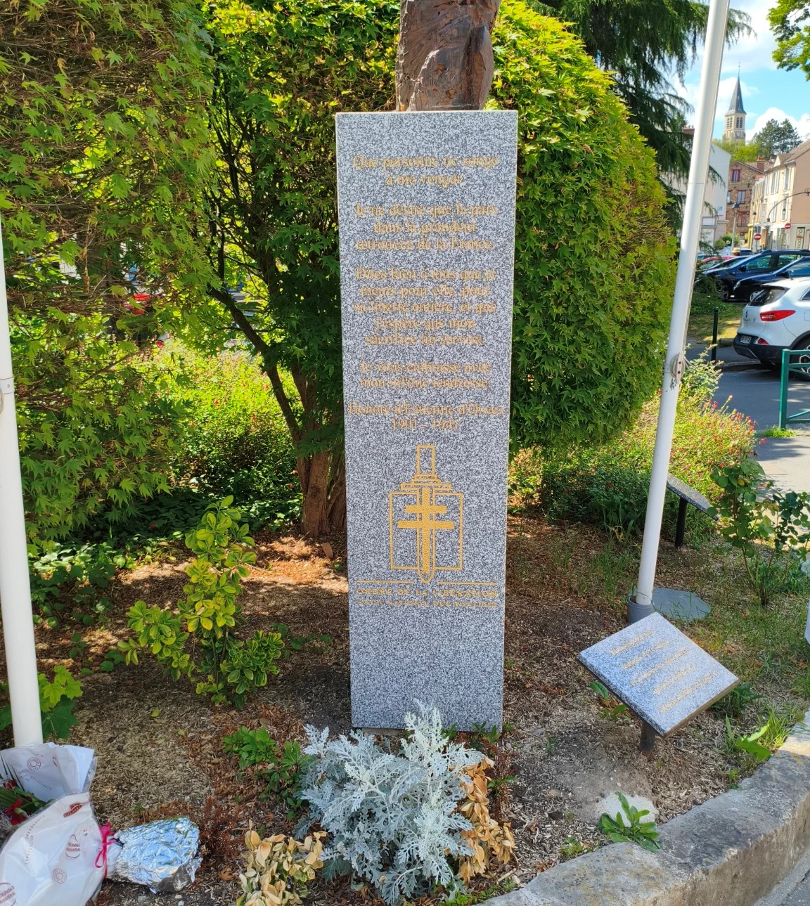 Stèle dédié à Honoré D'Estienne D'Orves à Verrières-le-Buisson
